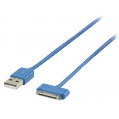 Câble de Synchronisation et de Charge USB Connecteur dock 30 broches mâle - USB A mâle 2,00 m bleu