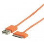 Câble de Synchronisation et de Charge USB Connecteur dock 30 broches mâle - USB A mâle 2,00 m orange
