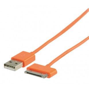 Câble de Synchronisation et de Charge USB Connecteur dock 30 broches mâle - USB A mâle 2,00 m orange