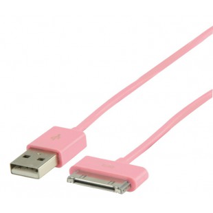 Câble de Synchronisation et de Charge USB Connecteur dock 30 broches mâle - USB A mâle 2,00 m rose