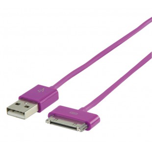 Câble de Synchronisation et de Charge USB Connecteur dock 30 broches mâle - USB A mâle 2,00 m violet