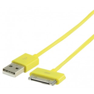 Câble de Synchronisation et de Charge USB Connecteur dock 30 broches mâle - USB A mâle 2,00 m jaune