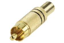 Fiche phono plaqué or avec une protection pour cable noir