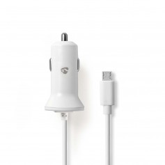 Chargeur de Voiture | 2.4 A | Câble fixe | Connecteur micro-USB | Blanc