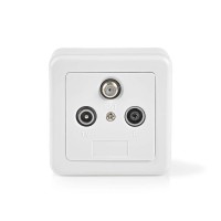 Prise Murale pour Antenne | 1x Sortie F | 1x Sortie Mâle CEI | 1x Sortie Femelle CEI | 75 dB
