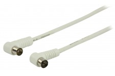 Câble d'antenne coaxial à connecteur coaxial mâle coudé vers coaxial femelle coudé 1,00 m blanc