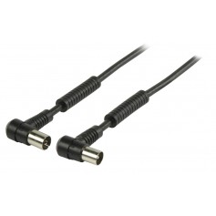 Câble d'antenne coaxial 100 dB à connecteur coaxial mâle coudé vers coaxial femelle coudé 1,50 m noir