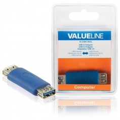 Adaptateur USB 3.0 à connecteur USB A femelle vers USB A femelle bleu