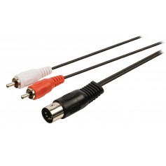 Câble adaptateur audio DIN à connecteur DIN 5 broches mâle vers 2x RCA mâles 1,00 m noir
