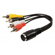 Câble adaptateur audio DIN à connecteurs 4x RCA mâles vers DIN 5 broches femelle 0,20 m noir