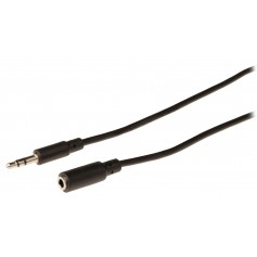 Câble rallonge audio Jack 3,5 mm mâle vers Jack 3,5 mm femelle 5,00 m noir