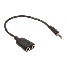 Câble coupleur audio Jack 3,5 mm stéréo mâle vers 2x Jack 3,5 mm femelles 0,20 m noir