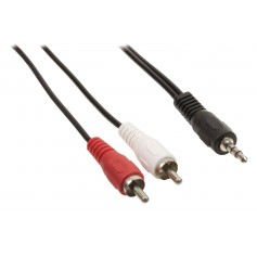 Câble adaptateur audio Jack 3,5 mm stéréo mâle vers 2x RCA mâles 10,0 m noir