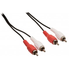 Câble audio stéréo 2x RCA mâles vers 2x RCA mâles 5,00 m noir