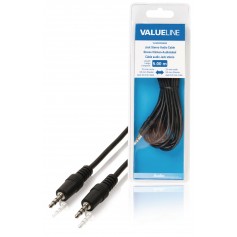 Câble audio Jack 3,5 mm stéréo mâle vers Jack 3,5 mm mâle 5,00 m noir