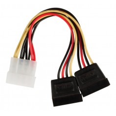 Câble adaptateur d'alimentation interne à connecteur SATA 15 broches femelle vers Molex mâle + Molex femelle 0,15 m multicolore