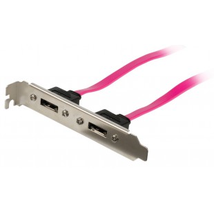 Adaptateur de slot SATA 6 Gbit/s à 2x connecteurs SATA 6 Gbit/s vers 2x SATA 6 Gbit/s femelles 0,50 m jaune