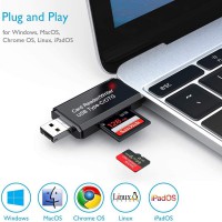 Lecteur de Carte Mémoire, SD/Micro SD Lecteur de Carte, USB Type C Micro USB OTG et Lecteur de Carte mémoire USB 2.0 pour PC, No