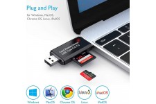 Lecteur de Carte Mémoire, SD/Micro SD Lecteur de Carte, USB Type C Micro USB OTG et Lecteur de Carte mémoire USB 2.0 pour PC, No