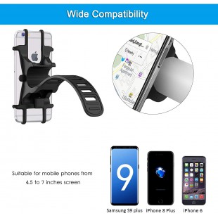 Support Téléphone Vélo Universel Silicone Porte-Téléphone de Vélo pour iPhone Samsung Huawei et 4.5-7.0 Pouces Smartphones Idéal