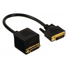 Câble adaptateur DVI à connecteur DVI-D 24+1 broches mâle vers DVI-D 24+1 broches femelle + entrée HDMI™ 0.20 m noir