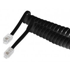Câble extensible pour casque d'écoute à connecteur RJ10 mâle vers RJ10 mâle 5,00 m noir