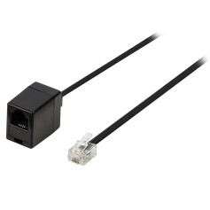 Câble rallonge de télécommunication à connecteur RJ11 mâle vers RJ11 femelle 5,00 m noir
