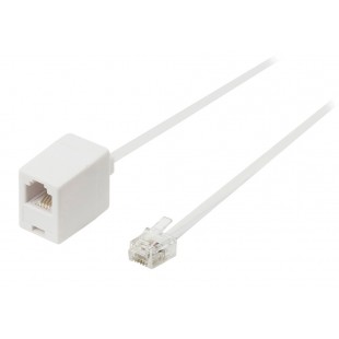 Câble rallonge de télécommunication à connecteur RJ11 mâle vers RJ11 femelle 10,0 m blanc