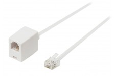 Câble rallonge de télécommunication à connecteur RJ11 mâle vers RJ11 femelle 5,00 m blanc
