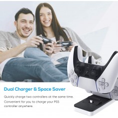 PS5 Station de Charge de Contrôleur pour PS5 Pro, Chargeur de Contrôleur Playstation 5 avec Socle à Double Contrôleur avec Câble