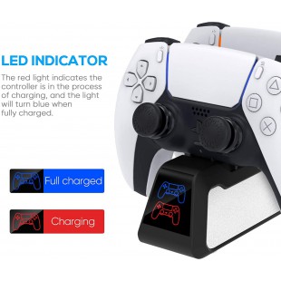 Manette Chargeur pour PS5 DualSense avec Baguettes de Pouce, Chargeur Station de DualSense avec Indicateur LED, Charging Dock po