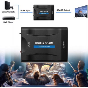 HDMI vers Scart Adaptateur, Convertisseur HDMI vers Péritel avec pour Sky HD Blu Ray DVD HDTV STB VHS Xbox PS3, Compatible avec 