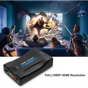 HDMI vers Scart Adaptateur, conversion du signal vidéo et audio HDMI numérique 1080P en signal CVBS péritel analogique, prise en