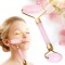 Rouleaux de Massage Facial Roller de Visage Jade Roller Visage en Quartz Rose masseur Beauté Naturelle (Doré)