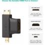 Lot de 2 : 2 in 1 HDMI vers Mini/Micro HDMI Adaptateur, 2 Packs Mini et Micro HDMI Mâle vers HDMI Femelle Adaptateur Universel e
