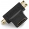 Mini + Micro HDMI Adaptateur Double - HDMI Femelle Mini HDMI Mâle + Micro Prise HDMI - 3D Full HD 1080p