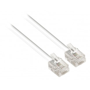 Câble de télécommunication à connecteur RJ11 mâle vers RJ11 mâle 2,00 m blanc