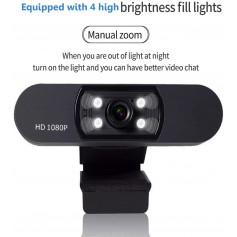 Webcam d'ordinateur 1080p avec microphone Full HD Webcam USB Webcam Streaming Webcam pour appels vidéo, MSN Skype, ordinateur de