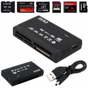 Lecteur de Carte mémoire Mini 26-en-1 USB 2.0 Haute Vitesse pour CF xD SD MS SDHC, Noir