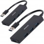 Lot de 2 : Hub USB 3.0 à 4 ports, pack de 2 concentrateurs USB 3.0 ultra-fins BENFEI compatibles pour MacBook, Mac Pro, Mac Mini