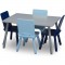 DELTA CHILDREN Table rectancgulaire gris + 4 chaises bois bleu