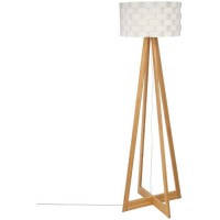 Lampadaire en bambou - E27 - 60 W - H. 150 cm - Blanc