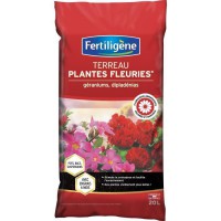FERTILIGENE Terreau Plantes Fleuries, Geraniums, Dipladenias - 20 L