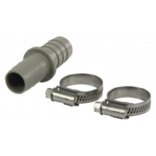 Raccord d'extension + 2 colliers de fixation pour tuyau (16 - 27mm) 19 x 19mm