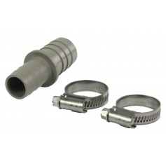 Raccord d'extension + 2 colliers de fixation pour tuyau (16 - 27mm) 19 x 22 mm