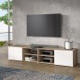 PILVI Meuble TV - Blanc et chene sonoma - L 185 x P 42 x H 31 cm
