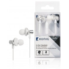 Écouteurs intra-auriculaires blancs inclinés à câble plat, 13mm
