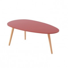 STONE Table basse ovale - Décor rouge amarante - Style scandinave - L 88 x P 48 x H 34cm