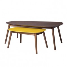 JASON Set de 2 Tables basses - Imitation bois - L 120 x P 70 x H 43 cm