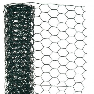 NATURE Maille hexagonale en acier galvanisé plastifié vert - Ø 25 mm - 1x5 m